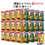 アマノフーズ フリーズドライ 減塩 にゅうめん 2 種24食 セット 味噌汁 金のだし なす 付 常温保存 非常食 お年賀 2026 帰省 お土産 ギフト