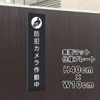 防犯カメラ作動中 プレート 看板 【マットブラック】 H40×W10cm シルバーアルミ複合板 / お洒落 黒 看板 店舗用 屋外対応 /  bla10-1t