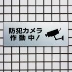 防犯カメラ作動中 看板 シルバー 防犯 カメラ イラスト入り H15×W40cm シルバーアルミ複合板 BOP-2-1