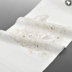 (単衣/夏)  スパンコール刺繍 透け銀格子  九寸 名古屋帯 正絹 日本製