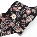 (訳あり帯！メンテナンス済み) 京都老舗 型染め屋 謹製 更紗染め 九寸 名古屋帯 (お仕立て上り) 正絹 日本製【21105】