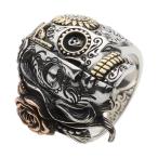 シルバーリング ハーフ メキシカンスカル 重厚感 太め 指輪 メンズ シルバー925 リング シルバーアクセサリー fr0507