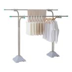 物干し台 屋外 風に強い オールステンレス 組み立て式 段違い 穴分離型 2穴 プラスチックカバーベースセット ホワイト CF-204PPWHT