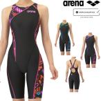 アリーナ ARENA 競泳水着 レディース WA承認モデル レーシングワンピーススパッツ オープンバック ハーフレッグ オールインワン AQUA RACING AQUA STRIPE-D