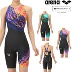 アリーナ ARENA 競泳水着 レディース WA承認モデル レーシングワンピーススパッツ オープンバック ハーフレッグ オールインワン AQUA RACING AQUA STRIPE-D