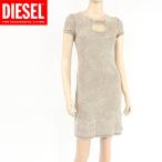 ディーゼル(DIESEL)レディース 訳あり ワンピース ショート ブラウン系 ウォッシュ加工 首元にロゴプレート (サイズ/XS/M)*dl0030