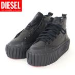 ディーゼル(DIESEL)レディース 訳あり スニーカー ブラック系 厚底タイプハイカット レザー使い (サイズ/36)*el2009