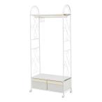 萩原 ハギハラ ハンガーラック 幅75cm 高さ172cm キャスター かわいい おしゃれ ホワイト KHR-3160WH(2518223)