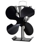 石油/木材暖炉用の4ブレード熱供給式ストーブファン - 環境にやさしい ブラック