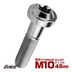 チタンボルト M10×45mm P1.25 ボタンボルト トルクスヘッド フランジ付 カスタムボルト シルバー JA2195