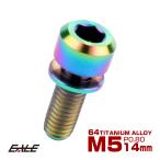チタンボルト M5 14mm P0.8 キャップボルト 六角穴 ワッシャー付き 虹色 焼きチタン色 JA306