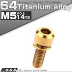 チタンボルト M5 14mm P0.8 キャップボルト 六角穴 ワッシャー付き ゴールド JA307