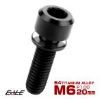 64チタンボルト M6 20mm P1.0 ワッシャー付き キャップボルト 六角穴 ブラック JA332