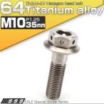 64チタンボルト M10×35mm P1.25 22mm フランジ付き 六角ボルト シルバー Ti6Al-4V JA429