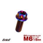 チタンボルト M6×15mm P1.00 六角ボルト フランジ付き T型トルクス穴 焼きチタン風 JA537
