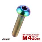 64チタン合金 M4×20mm P0.7 ボタンボルト 六角穴 ボタンキャップスクリュー チタンボルト 焼きチタン風 虹色 ライトカラー JA702