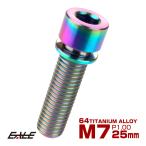 チタンボルト M7×25mm P1.0 ステムボルト キャップボルト 六角穴 ワッシャー付き 虹色 焼きチタンカラー JA719