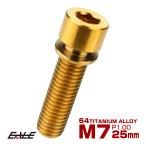 チタンボルト M7×25mm P1.0 ステムボルト キャップボルト 六角穴 ワッシャー付き ゴールド JA720