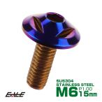 SUS304 フランジ付 ボタンボルト M6×15mm P1.0 六角穴  焼きチタン トライアングルヘッド ステンレス製  TR0164