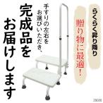 [完成品] 手すり付き ステップ台 2段 踏み台 ホワイト 昇降台 左右両用 軽量 補助階段 段差 軽減 介護 立ち上がり補助