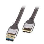 LINDY クロム USB3.0ケーブル、TypeAオス/TypeB Microオス、3m(型番:41620)