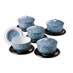 前畑 茶托付蓋付煎茶揃 庫山窯 染吉