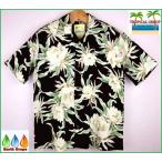 アロハシャツ メンズ TROPICAL GROUP　レーヨン 黒地/花＆緑葉柄 海外ウェディング【メール便送料無料】(宅配便別途)
