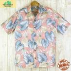 アロハシャツ ハワイ製 Paradise Bay フラッシュピンク・モンステラ柄・ハワイ製 立ち襟 大きいサイズ プレゼント 綿 半袖