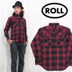 ショッピングウエスタン ROLL ロール オンブレーチェック ウエスタンシャツ 長袖 ワッペン 02-61-367