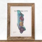 玄関 インテリア 玄関飾り アートポスター インテリア ニューヨーク + 木製 A4 ポスターフレーム Map2