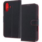 ray-out(レイ・アウト) iPhone17用 手帳型レザーケース シンプル マグネット / ブラック/レッド RT-P52ELC1/BR