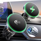 LISEN qi2 15W magsafe充電器 車載 スマホホルダー 車 iPhone用ワイヤレス充電器 シガーソケット 急速 マグセーフ エ