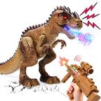 Cute Stone 恐竜おもちゃ 銃 おもちゃ 射撃 的あて ロボット玩具 クリスマスプレゼント リアル噴霧 自動走行 発声 発光 分解可能