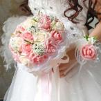 ウエディングブーケ ブートニア 完成品 花束　花飾り 結婚式 ローズ 造花 ウェディング用 アレンジメント 花嫁 披露宴 キット ブライダルブーケ ジュエリー