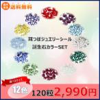 耳つぼジュエリーシール 大容量チタン120粒入/誕生石カラー12色　選べるサイズ3種類/ 耳つぼ図付で安心 正規スワロフスキー付貼るピアスシール【送料無料】