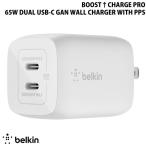 BELKIN ベルキン BoostCharge Pro USB Type-C 2ポート 最大65W PPS / PD対応 小型GaN 急速充電器 折畳式プラグ ホワイト WCH013dqWH