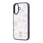 ショッピングキットカット ingrem イングレム iPhone 17 ミッフィー maru 衝撃吸収 バンパー ハイブリッドケース フラワー ブラック IQ-BP52K4TB/MF49