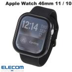 エレコム ELECOM Apple Watch 46mm Series 11 / 10 フルカバーケース プレミアムガラス 高透明 メタリック ブラック AW-25AFCGPBK