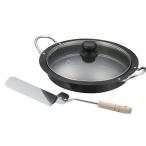 餃子鍋セット/調理器具 〔ターナー付き 約310×310×50mm〕 鉄 強化ガラス ステンレス ガスコンロ専用 〔キッチン 台所〕