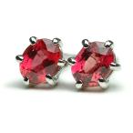 K18WG　レディッシュサファイア ピアス 4mm×5mm