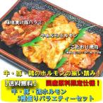 送料無料 牛・豚・鶏国産ホルモン3種盛りバラエティーセット 焼肉　バーベキュー　BBQ