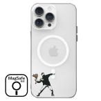 iPhone17e кейс MagSafe соответствует iphone17 16e 16 15 14 13 12 11 10 7 se plus pro max кейс магнит банк si-Banksy букет . бросание . мужчина 