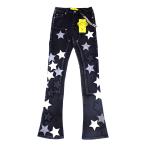 GUAPI グアピ デニムパンツ ボトムス ロング フレア OBSIDIAN BLACK VINTAGE STARS DENIM -BLACK-