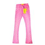 GUAPI グアピ フレアデニムパンツ 28-32インチ ピンク メンズ ロング丈 スリム幅 ラインストーン ストリートブランド VINTAGE PINK EMBELLISHED DENIM -PINK-