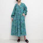 ショッピングラメ Sara mallika サラ マリカ ドレス レディース ワンピース シャーリング ラメ コットン サイズS グリーン/緑 TILE PATTERN SHIRRING DRESS -GREEN-