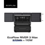 EcoFlow ポータブル電源 ソーラーパネル セット RIVER 3 Max(580)+110W 太陽光発電 太陽光パネル 家庭用 蓄電池 ソーラー 急速充電 車中泊 節電 停電 エコフロー