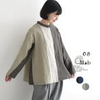 ショッピング麻 シャツ ブラウス 長袖 レディース 08Mab 9番手リネン チビ襟 配色切り替え 麻100％ 25AW1003,