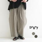 バルーンパンツ ワイド レディース D*g*y ストライプ ゆったり ウエストゴム リネン混 綿 麻 25AW0801,