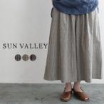 残り僅かセール パンツ ズボン SUN VALLEY サンバレー 綿麻 コットンリネン フレアパンツ ウエストゴム エコロコ 2220SS0701, sel,　