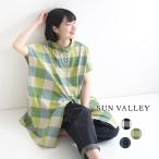 メール便可 チュニック ブラウス 半袖 レディース 涼しい SUN VALLEY コットン平織 前後着 綿100% 25SS0718,
